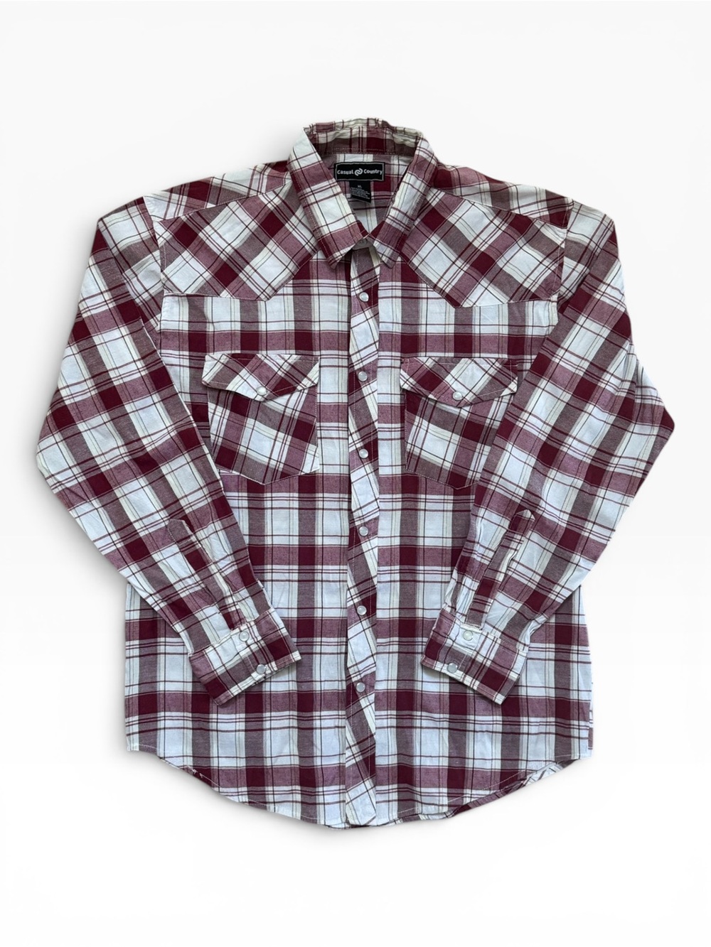Casual Country Western Pearl Snap Plaid Button Down Long Sleeve Shirt Men’s XL